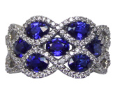 Spark Creation 18kt white gold diamond and sapphire ring with .45ct of diamonds and 2.45ct of sapphires. 